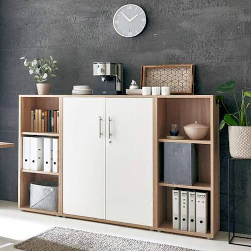 AKTENSCHRANK 173/114/33 cm  - Weiß/Sonoma Eiche, MODERN, Holzwerkstoff (173/114/33cm) - MID.YOU