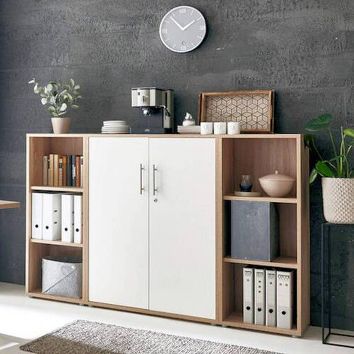 AKTENSCHRANK 173/114/33 cm  - Weiß/Sonoma Eiche, MODERN, Holzwerkstoff (173/114/33cm) - MID.YOU