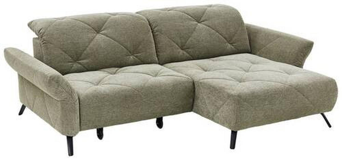 ECKSOFA in Webstoff Grün  - Schwarz/Grün, Design, Textil/Metall (244/173cm) - Moderano