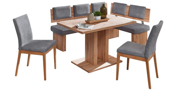 ECKBANKGRUPPE in Textil, Holzwerkstoff Grau, Eichefarben  - Eichefarben/Grau, KONVENTIONELL, Holzwerkstoff/Textil (120/80/76cm) - Cantus
