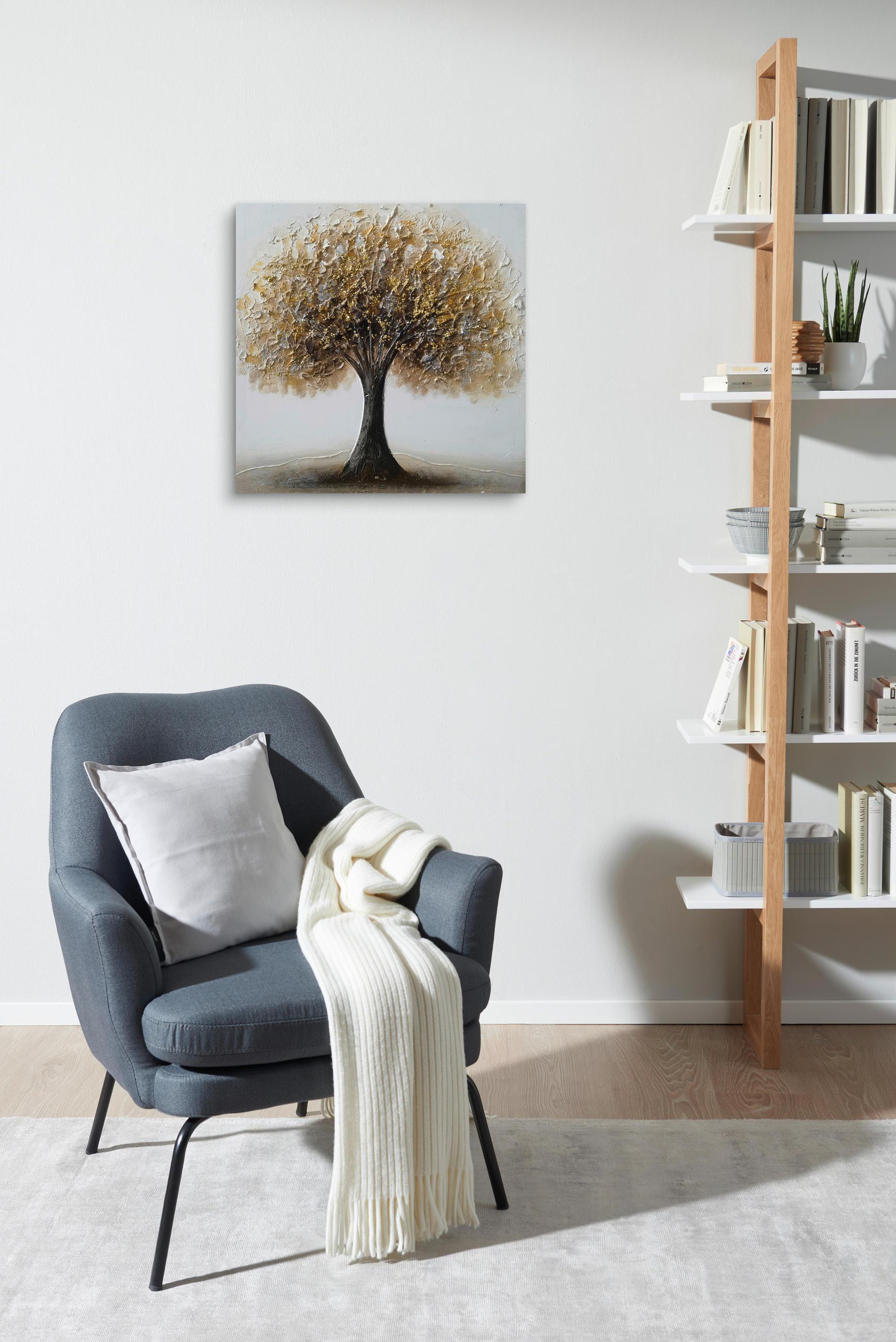 ULJENA SLIKA  55/55 cm       - bijela/siva, Design, drvo/tekstil (55/55cm) - Monee