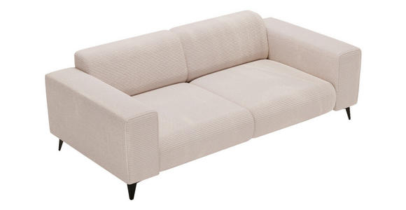 2-SITZER-SOFA Cord Creme  - Creme/Schwarz, KONVENTIONELL, Textil/Metall (207/75/104cm) - Carryhome