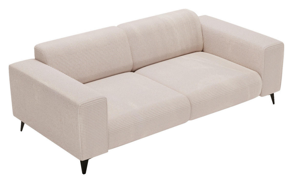 2-SITZER-SOFA Cord Creme  - Creme/Schwarz, KONVENTIONELL, Textil/Metall (207/75/104cm) - Carryhome