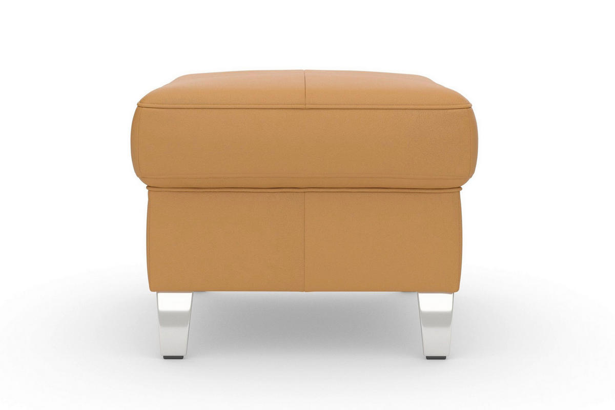 HOCKER ARNGAST E Echtleder Currygelb  - Chromfarben/Currygelb, Basics, Leder/Metall (58/48/58cm) - Sit & More