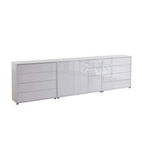 SIDEBOARD Mailand Set 8  in 263,5/73/33 cm  - Weiß Hochglanz/Schwarz, MODERN, Holzwerkstoff/Kunststoff (263,5/73/33cm) - MID.YOU