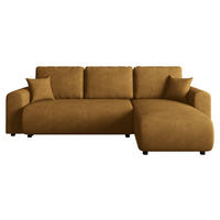 ECKSOFA Senfgelb Cord Zierkissen, Rückenkissen, Schlaffunktion, Rücken echt, Stauraum, Liegefläche im Originalstoff  - Senfgelb/Schwarz, KONVENTIONELL, Kunststoff/Textil (246/152cm) - Xora