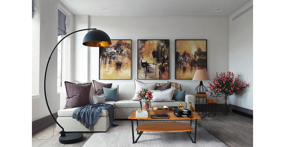 COUCHTISCH in Holz 110/70/43 cm  - Eichefarben/Schwarz, Design, Holz/Metall (110/70/43cm) - Linea Natura