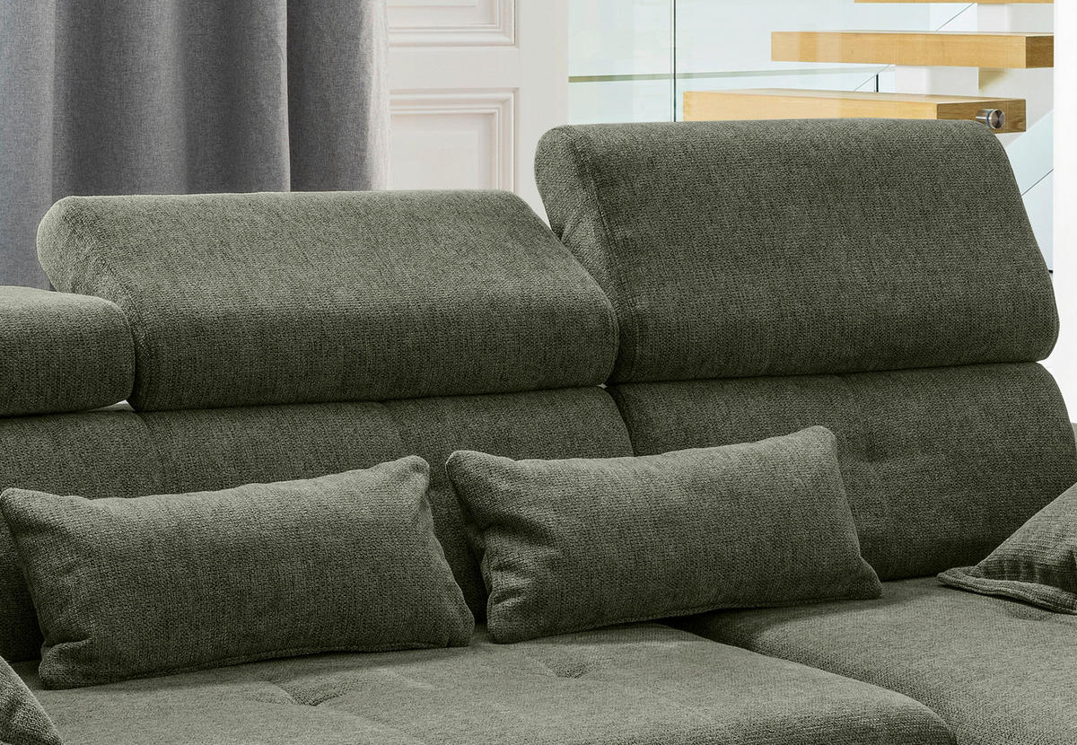 ECKSOFA Chenille Dunkelgrün  - Dunkelgrün/Schwarz, Basics, Textil/Metall (270/186cm) - Livetastic