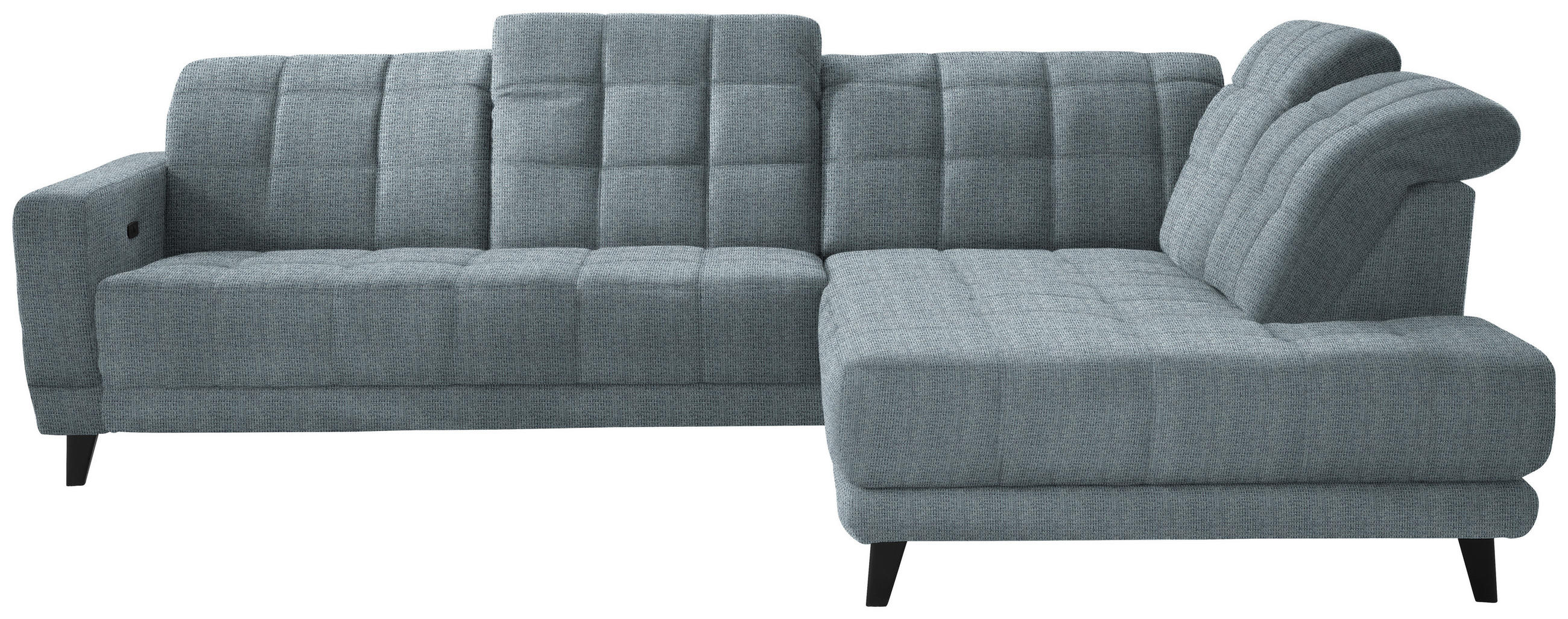 ECKSOFA  in Webstoff Hellblau  302/216 cm  - Schwarz/Hellblau, Design, Holz/Textil (302/216cm) - Xora