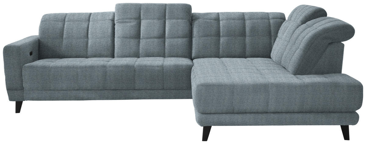 ECKSOFA  in Webstoff Hellblau  302/216 cm  - Schwarz/Hellblau, Design, Holz/Textil (302/216cm) - Xora