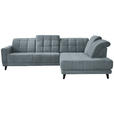 ECKSOFA in Webstoff Hellblau  302/216 cm  - Schwarz/Hellblau, Design, Holz/Textil (302/216cm) - Xora