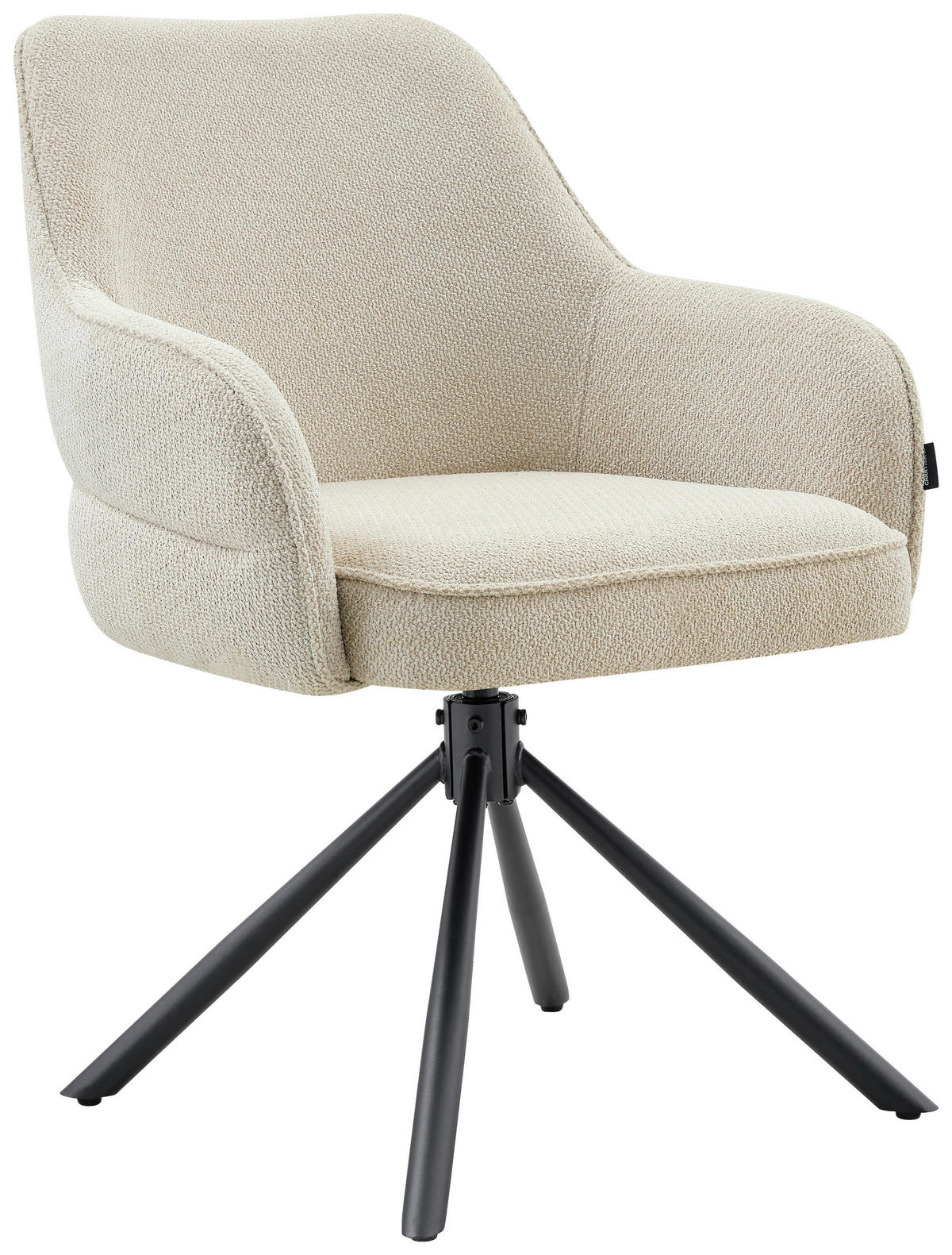 ARMLEHNSTUHL  Sitzfläche 360° drehbar, automatische Rückholfunktion Webstoff  - Beige/Schwarz, Design, Textil/Metall (62/86/65cm) - Carryhome