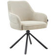 ARMLEHNSTUHL  Sitzfläche 360° drehbar, automatische Rückholfunktion Webstoff  - Beige/Schwarz, Design, Textil/Metall (62/86/65cm) - Carryhome
