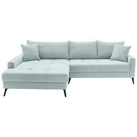 ECKSOFA Blaugrau Cord  - Blaugrau/Schwarz, KONVENTIONELL, Textil/Metall (173/280cm) - Hom`in