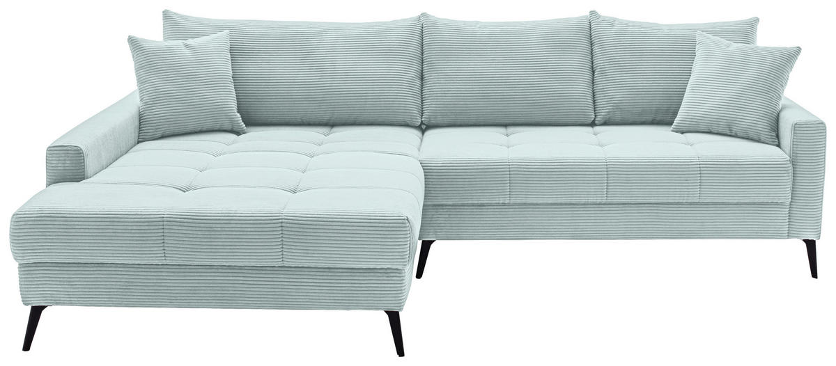 ECKSOFA Blaugrau Cord  - Blaugrau/Schwarz, KONVENTIONELL, Textil/Metall (173/280cm) - Hom`in