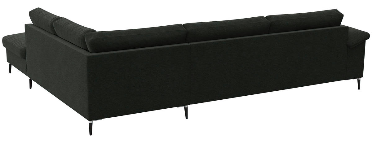 ECKSOFA Waldgrün Chenille, Webstoff, Flachgewebe  - Waldgrün/Alufarben, Design, Textil/Metall (279/225cm) - Livetastic