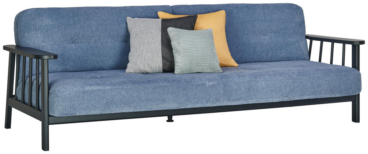 SCHLAFSOFA  in Flachgewebe Blau  - Blau/Anthrazit, MODERN, Holz/Textil (232/79/97cm) - Niels Andersson