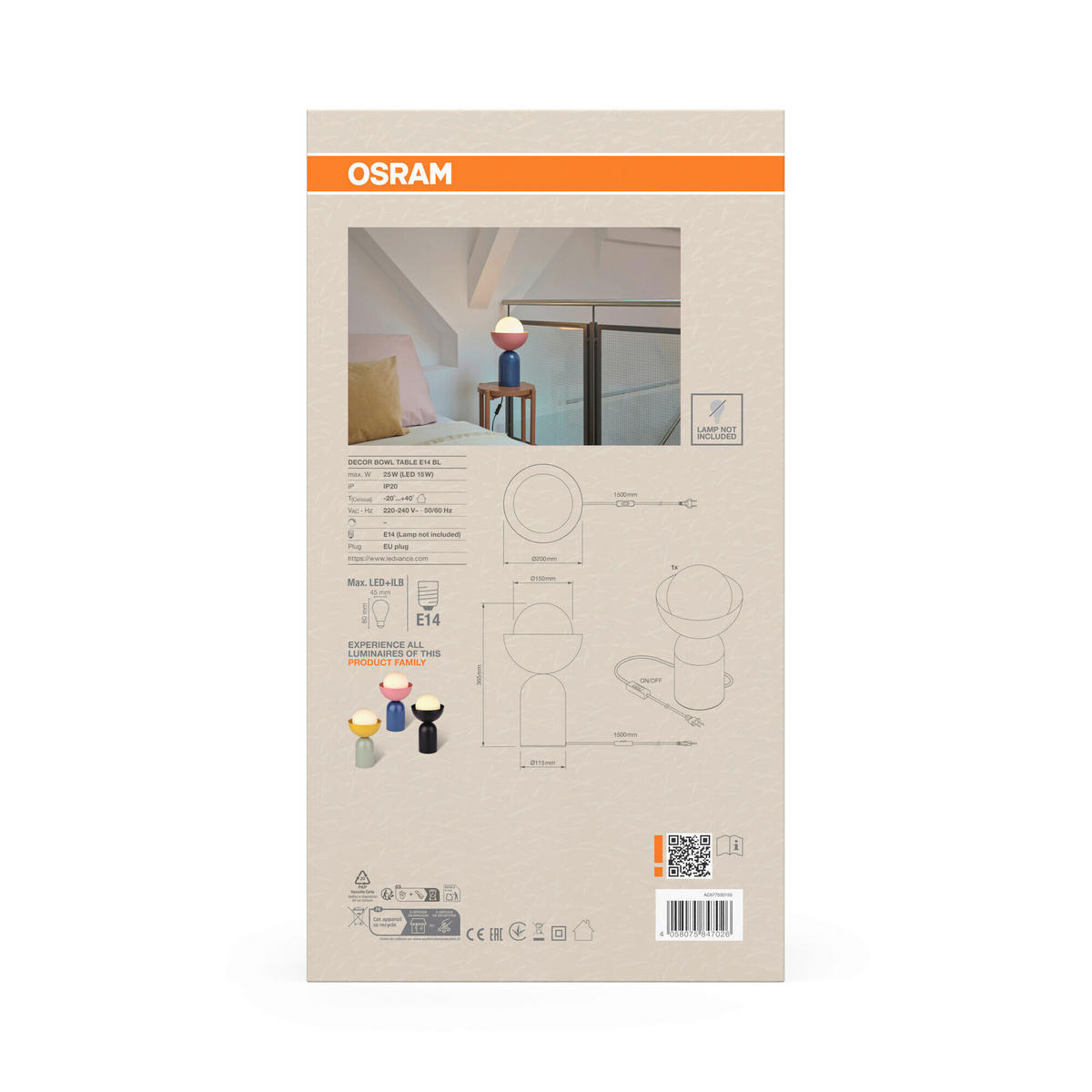 TISCHLEUCHTE 20/36,5 cm   - Gelb/Grün, Basics, Glas/Metall (20/36,5cm) - Osram