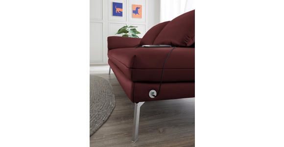 RÉCAMIERE in Echtleder Rot - Chromfarben/Rot, Design, Leder/Metall (209/85-109/95-16cm) - Dieter Knoll