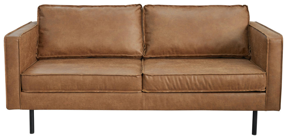 2-SITZER-SOFA in Lederlook Braun  - Schwarz/Braun, Design, Leder (190/84/90cm) - MID.YOU