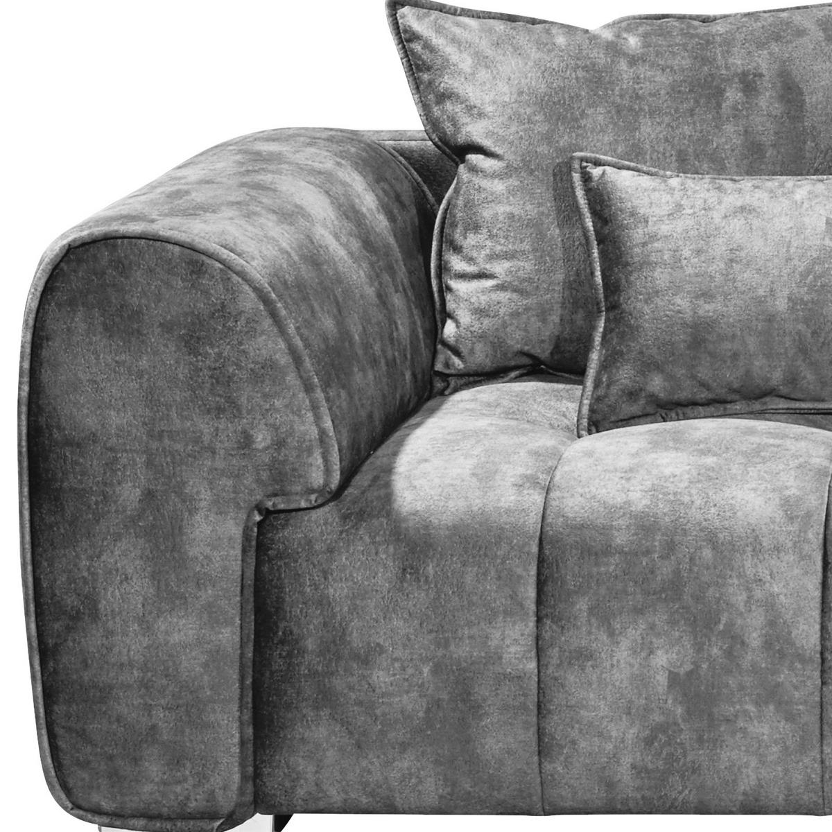 NAGY KANAPÉ textil szürke  - ezüst/szürke, Modern, műanyag/textil (316/90/112cm) - Livetastic