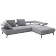 ECKSOFA Fino in Chenille Grau  305/224 cm  - Schwarz/Grau, Design, Textil/Metall (305/224cm) - Dieter Knoll