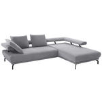 ECKSOFA Fino in Chenille Grau  305/224 cm  - Schwarz/Grau, Design, Textil/Metall (305/224cm) - Dieter Knoll