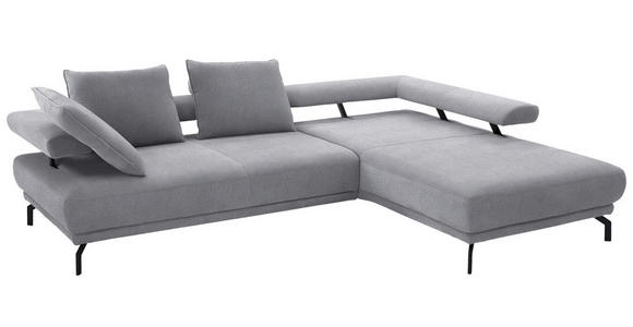 ECKSOFA Fino in Chenille Grau  305/224 cm  - Schwarz/Grau, Design, Textil/Metall (305/224cm) - Dieter Knoll