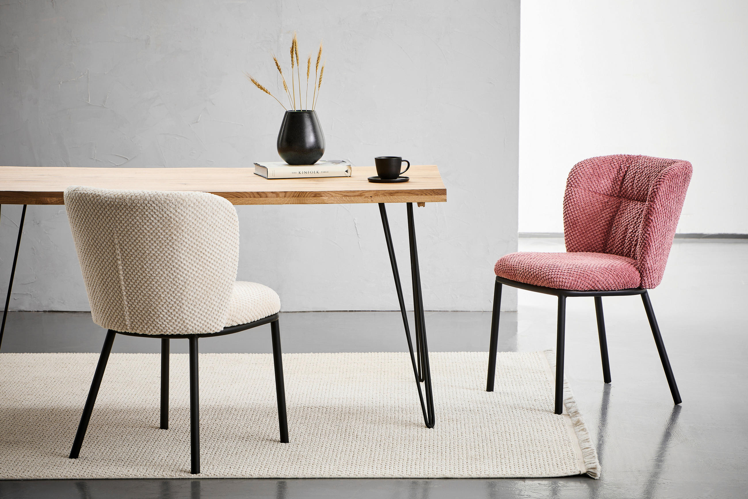 STOL järn vävt tyg  - svart/rosa, Design, metall/textil (53,5/80/60,5cm) - Stylife