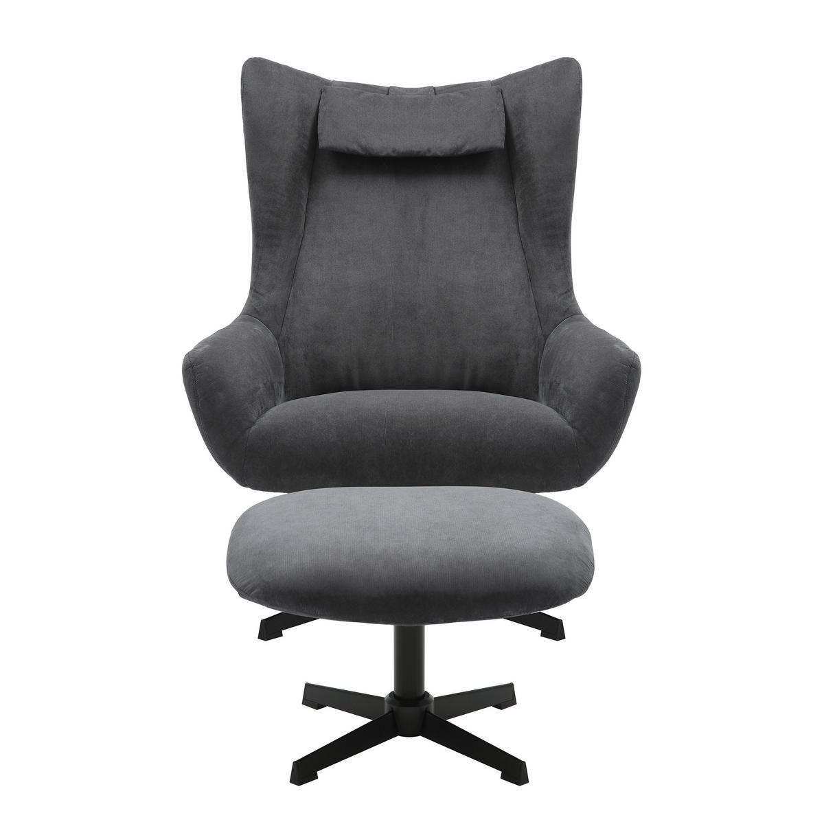 SESSELSET in Cord Anthrazit  - Anthrazit/Schwarz, MODERN, Textil/Metall (82/106/85cm) - Livetastic