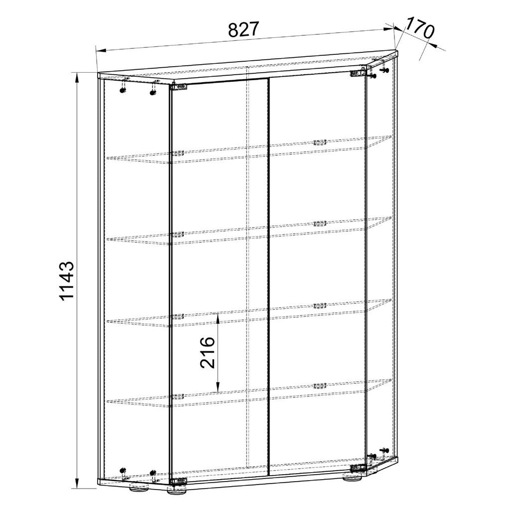 Thumbnail - Mid.you Vitrine Benila, Silber, Glas, 4 Fächer, 83x114x17 cm, hängend, Wohnzimmer, Wohnwände, Vitrinenschränke