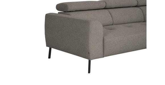 ECKSOFA in Webstoff Greige 280/205 cm - Greige/Schwarz, Design, Textil/Metall (280/205cm) - Xora