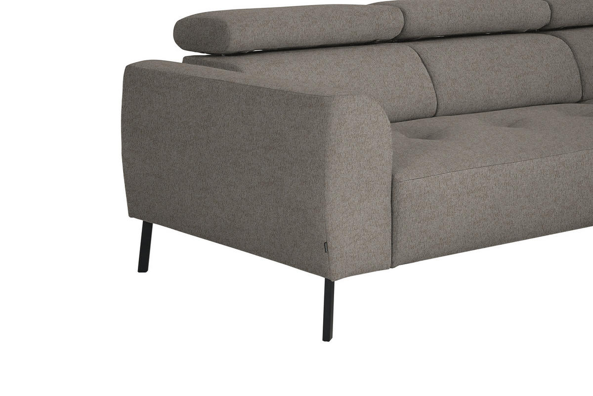 ECKSOFA in Webstoff Greige  - Greige/Schwarz, Design, Textil/Metall (280/205cm) - MID.YOU