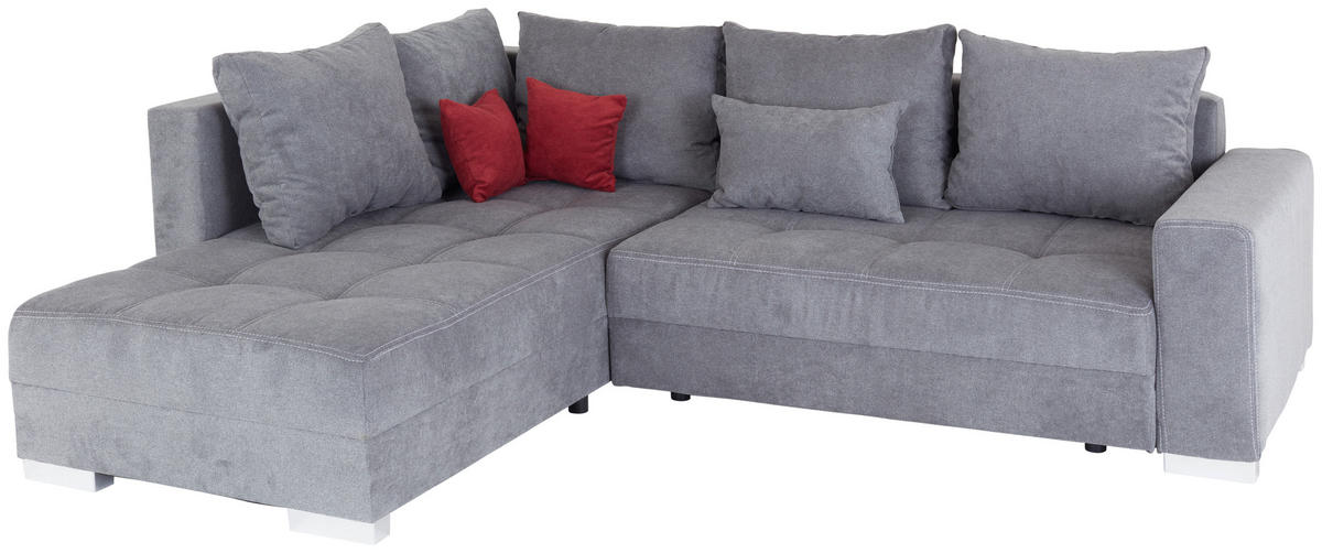ECKSOFA Anthrazit Webstoff  - Chromfarben/Beere, Design, Kunststoff/Textil (260/218cm) - P & B