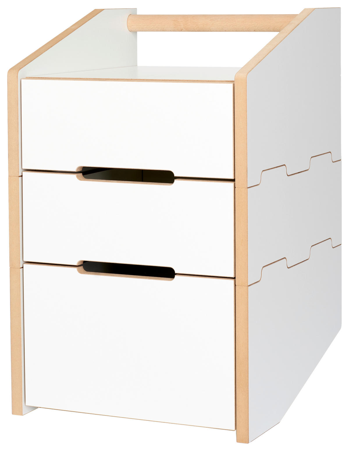 ROLLCONTAINER Buchefarben, Weiß  - Buchefarben/Weiß, MODERN, Holzwerkstoff/Kunststoff (39/61,6/40cm) - Tojo