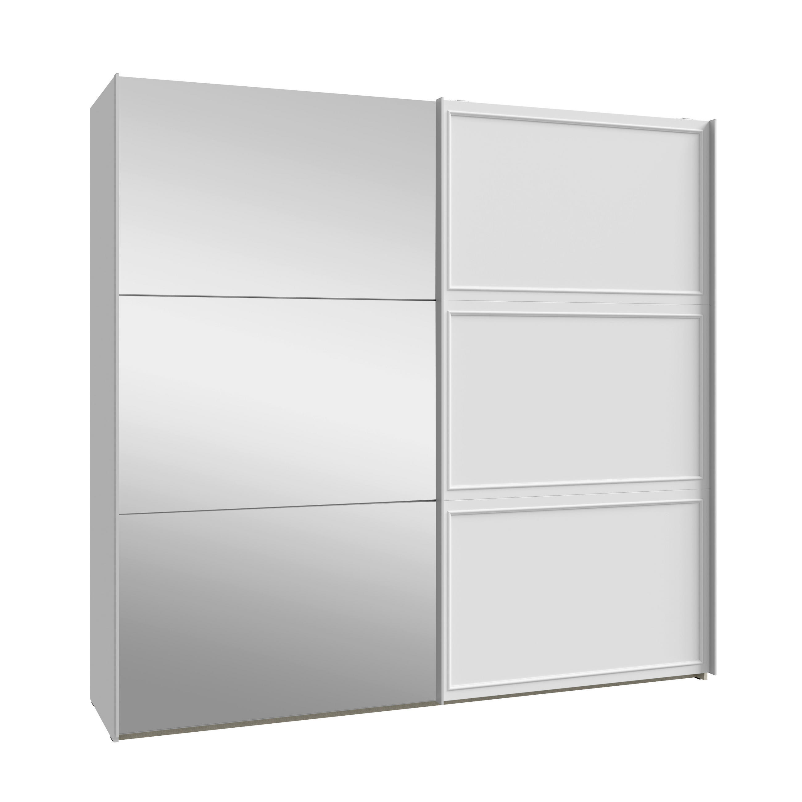DULAP CU UșI CULISANTE in alb  - alb/culoare aluminiu, Modern, metal/material pe bază de lemn (220,6/210,5/61,2cm) - Cantus
