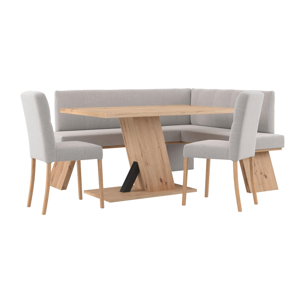 ECKBANK 185/150 cm Webstoff Hellgrau   - Eichefarben/Hellgrau, KONVENTIONELL, Textil (185/150cm) - Livetastic