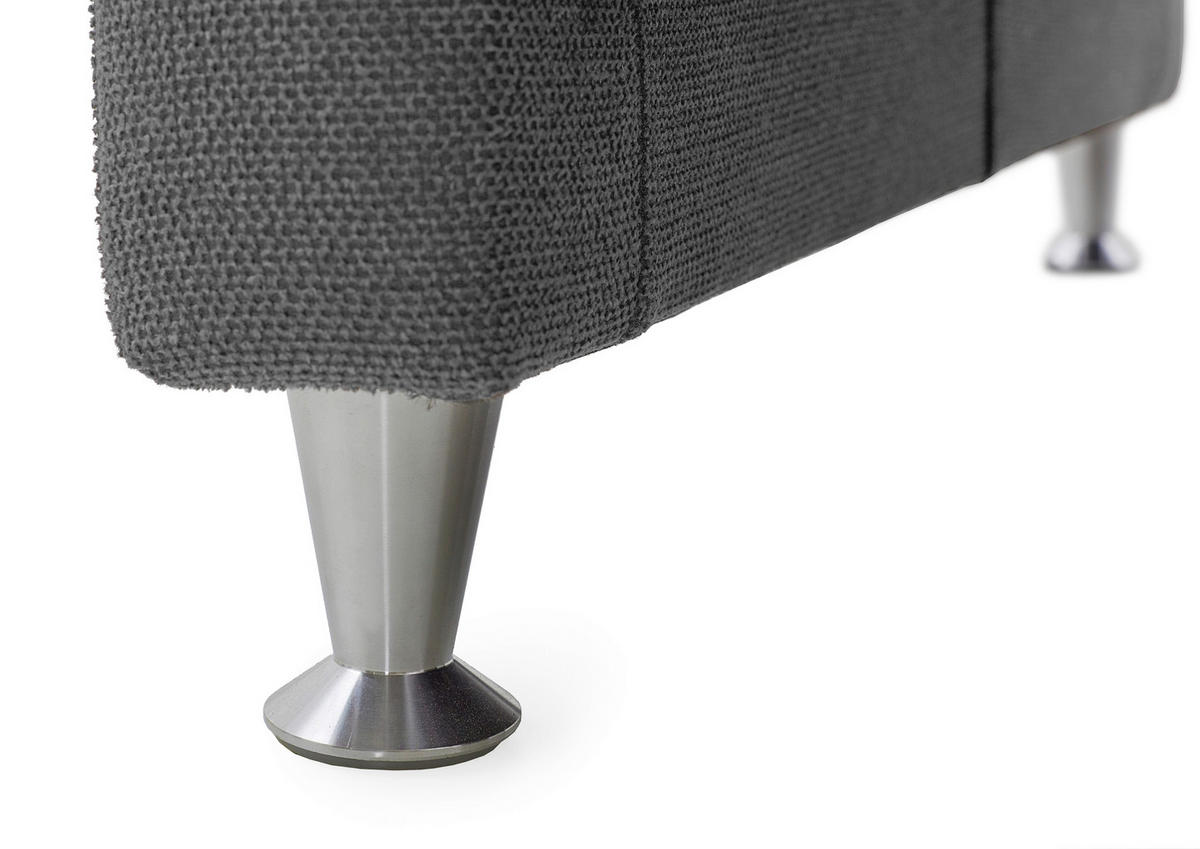 3-SITZER-SOFA in Flachgewebe Grau  - Alufarben/Grau, Modern, Textil/Metall (196/103/89cm) - Pure Home Comfort