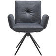 ARMLEHNSTUHL  in beflockt  - Dunkelgrau/Anthrazit, Design, Textil/Metall (70/89/68cm) - Dieter Knoll