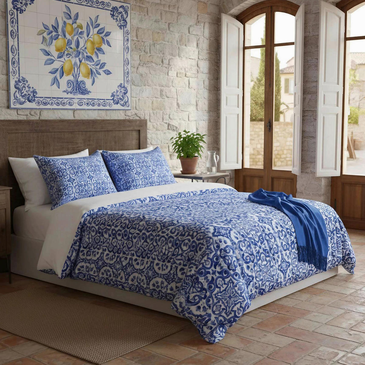 BETTWÄSCHE 155/220 cm  - Weiß/Dunkelblau, Basics, Textil (155/220cm)