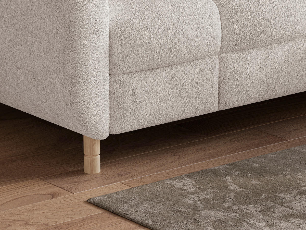 ECKSOFA BUN in Bouclé Weiß  - Elfenbein/Weiß, Design, Holz/Textil (209/276cm) - MID.YOU