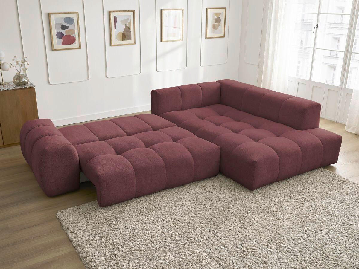 ECKSCHLAFSOFA EVEREST  mit Rücken echt, Armteil links, Armteil rechts Flachgewebe Rot  - Rot/Schwarz, MODERN, Kunststoff/Textil (320/212cm)