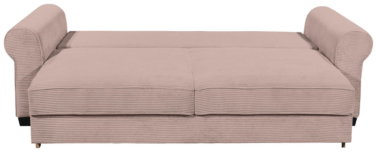 SCHLAFSOFA in Cord Rosa  - Schwarz/Rosa, Konventionell, Kunststoff/Textil (250/95/125cm) - MID.YOU