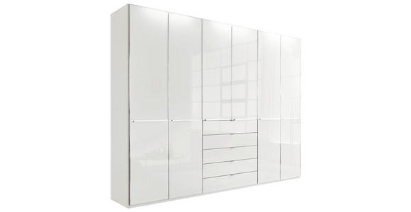 DREHTÜRENSCHRANK 300/236/58 cm,  in Weiß, 6-türig  - Chromfarben/Weiß, KONVENTIONELL, Glas/Holzwerkstoff (300/236/58cm) - Novel