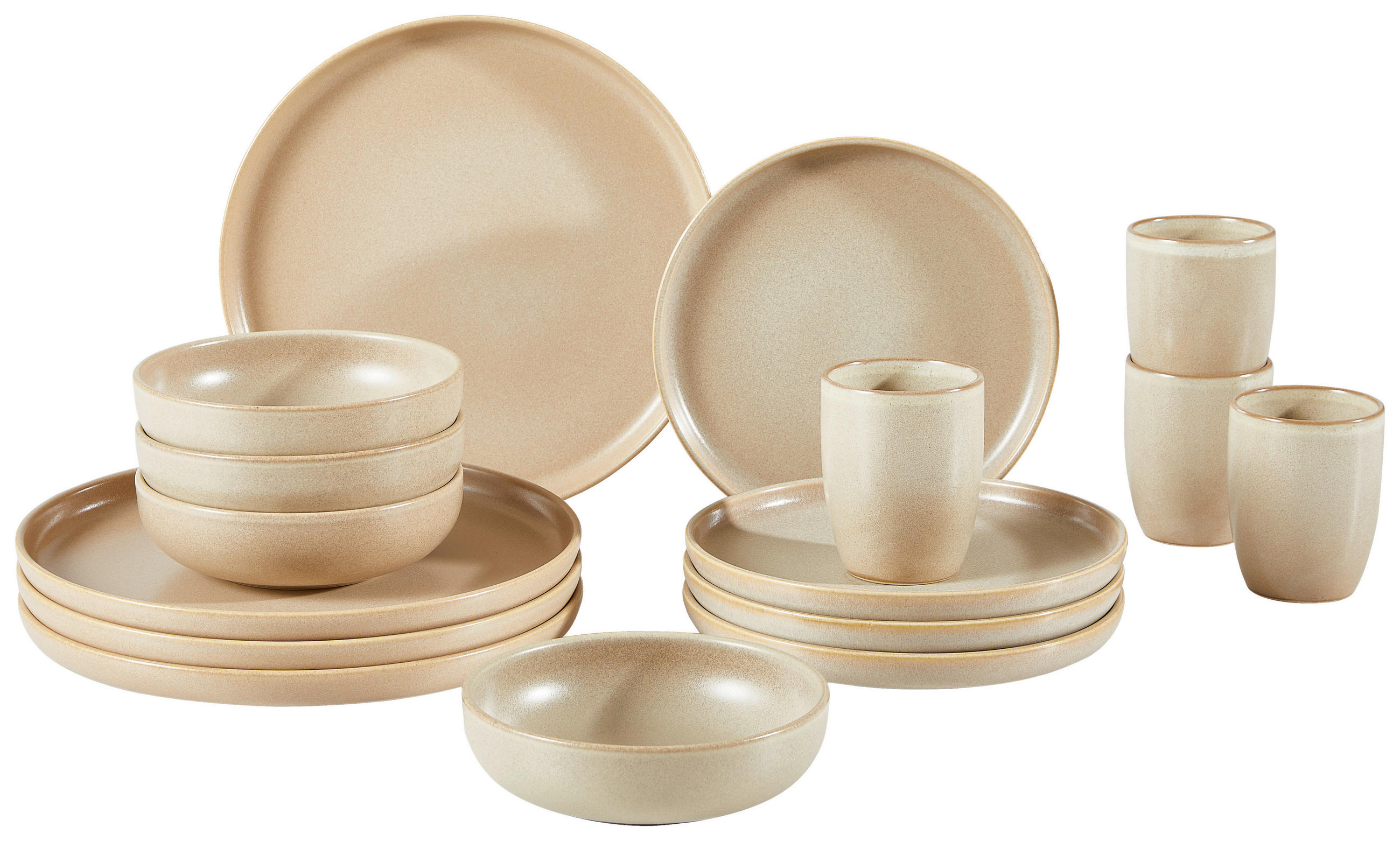 KOMBISERVICE Sandfarben 16-teilig  - Sandfarben, Trend, Keramik (40,5/37/49,5cm) - Creatable
