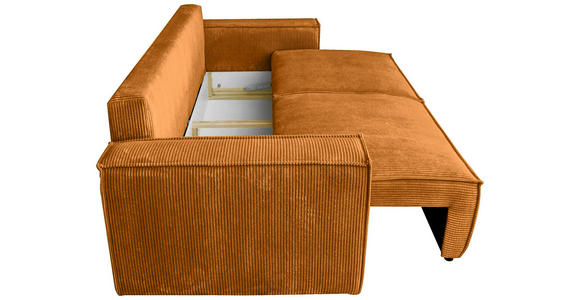 SCHLAFSOFA Cord Kupferfarben Zierkissen, Rückenkissen, Armlehnenkissen, Bettkasten, Schlaffunktion, Rücken echt, Liegefläche im Originalstoff  - Schwarz/Kupferfarben, KONVENTIONELL, Kunststoff/Textil (240/89/100cm) - Carryhome