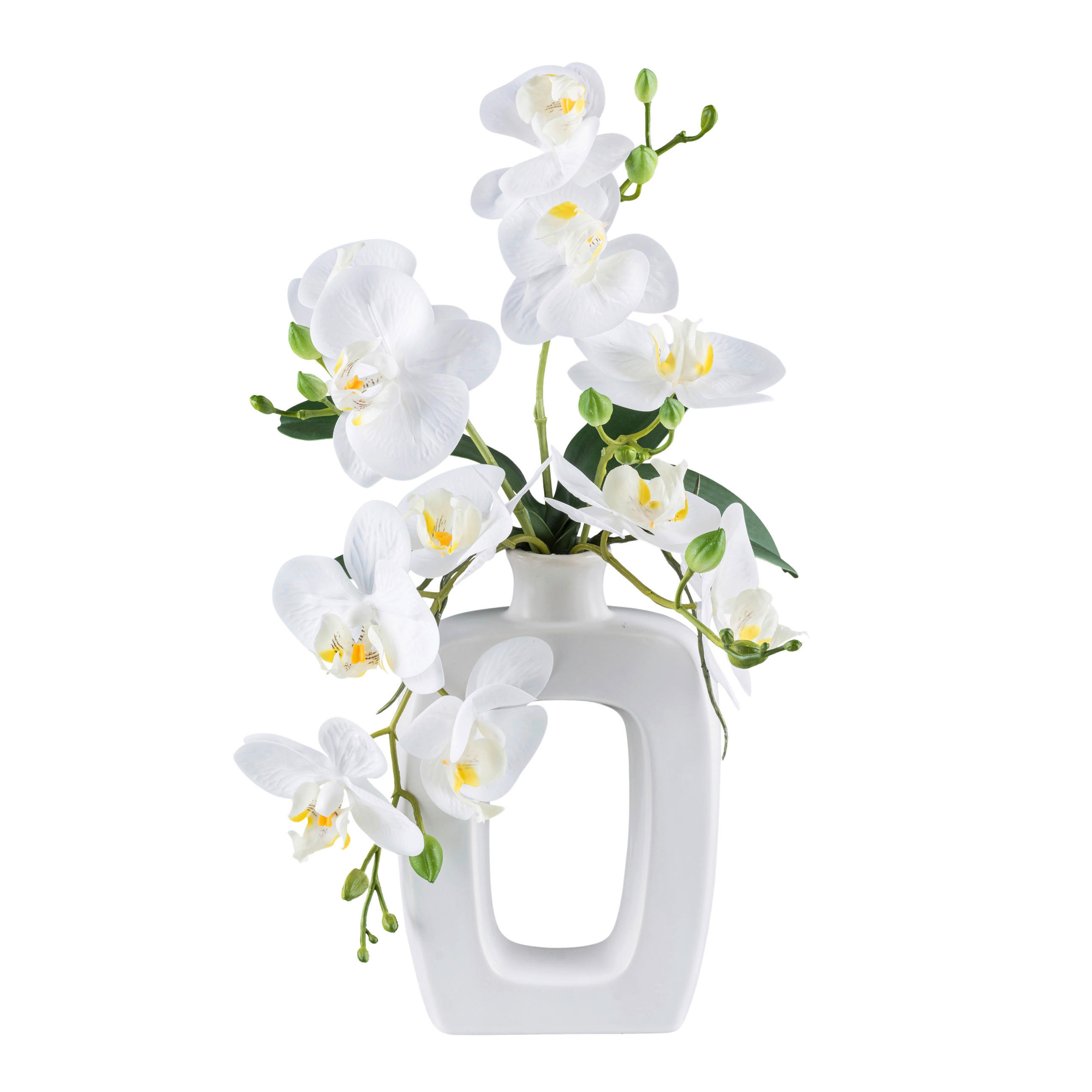 KUNSTPFLANZE Orchidee 42 cm  - Weiß/Grün, Design, Keramik/Kunststoff (42cm) - P & B