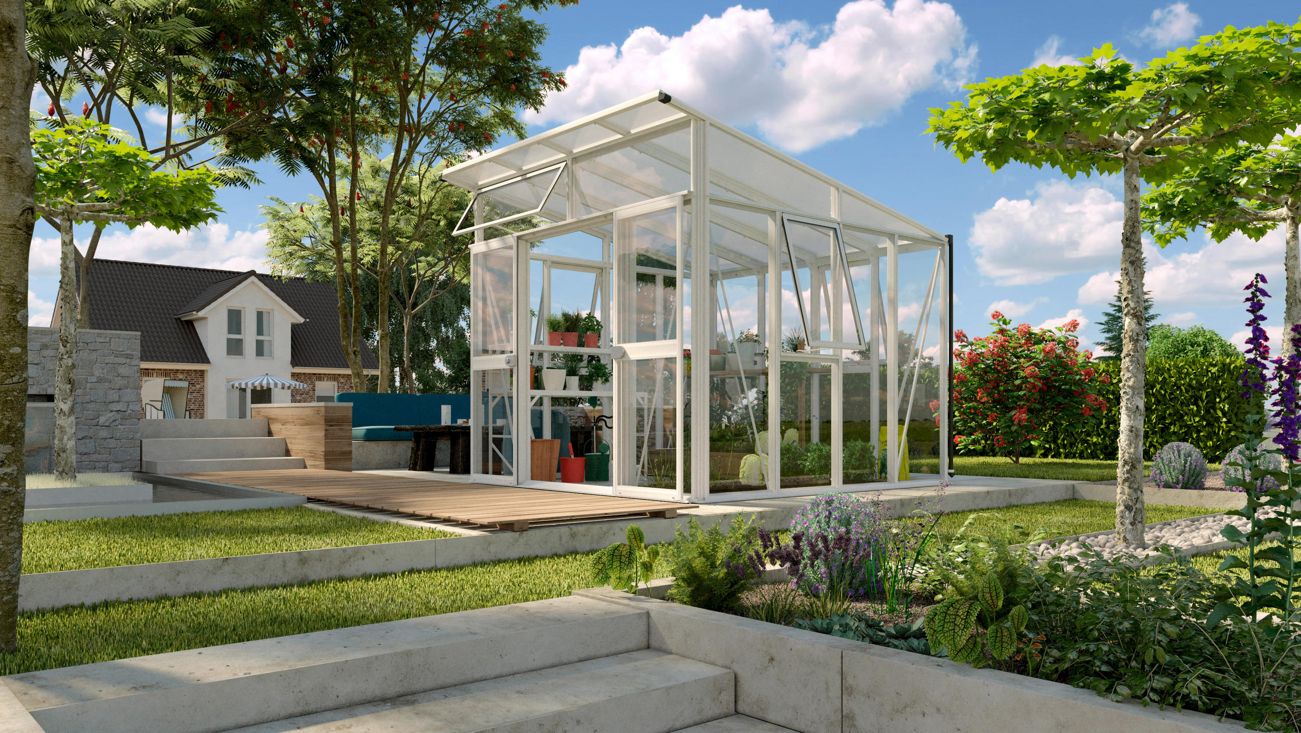 GEWÄCHSHAUSBAUSATZ - Weiß, Basics, Glas/Kunststoff (267,0/242,3/295,0cm)