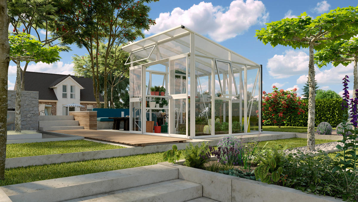 GEWÄCHSHAUSBAUSATZ - Weiß, Basics, Glas/Kunststoff (267,0/242,3/295,0cm)