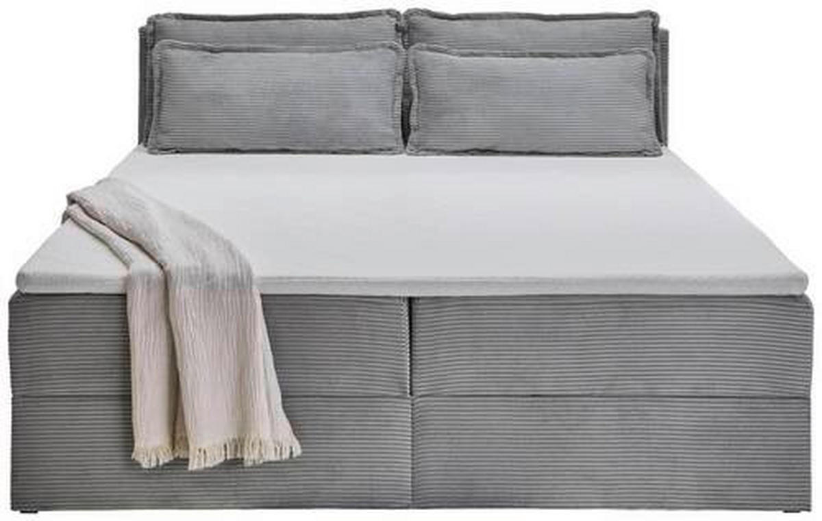 Pat Boxspring, 180/200 cm, gri deschis - gri deschis/negru, Basics, plastic/textil (180/200cm)